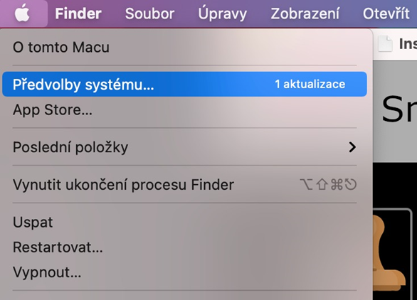 macOS - otevření předvoleb